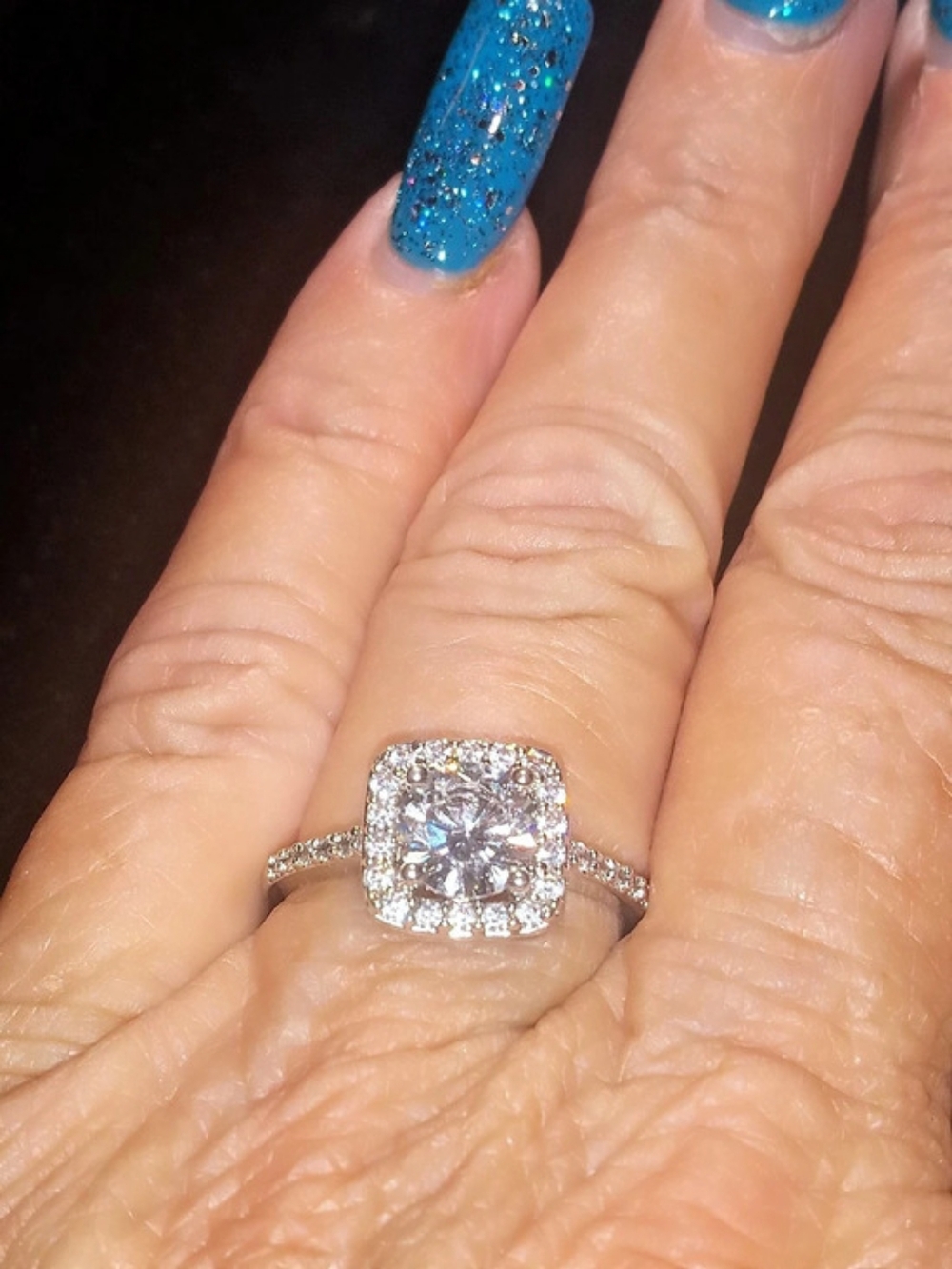 Square Halo Crystal Ring